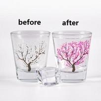 4 Pcs Lot Color Changing Mini Whisky Glass Magical Barware Wineglass Cold Discoloration Cherry Blossom Cup XO Vodka Shot Glasses 50ml