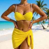 Fashion Three-point Shell Bikini European and American Backless Sexy Swimsuit Women's New High-end Split Swimsuit S