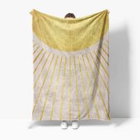 Striped Geometric Gray and Gold Fleece Blanket Sofa Bed Throw for Living Room Bedroom Decor Gift 100x150cm