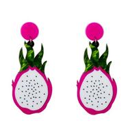 FishSheep New Korean Lovely Pitaya Acrylic Drop Earrings For Women Resin Dragon Fruit Food Big Dangle Earrings Fashion Jewelry