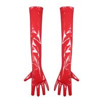 S-XXL Neslystančios Šlapio Įvaizdžio PVC Ilgos Pirštinės Blizgios PU Odos Pirštinės Cosplay Pasiruošimo Pirštinės Eldiven Pirštinės Handschuhe Pirštinės EM red