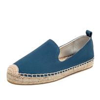 Women's Trendy Straw Woven Slip-On Shoes with Thick Soles - Comfortable, Soft, and Stylish for Spring/Summer 35