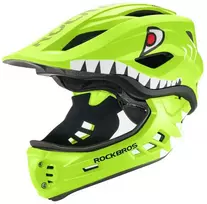 Rockbros TT-32004 vaikiškas dviračio šalmas Shark su nuimamu smakru, dydis M (54-58) – žalias