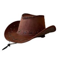 Western Cowboy Hat, Soft Suede Wide Brim Sun Protection Hat, Outdoor Camping Hat for Men Women, Outdoor Sunshade Fisherman Hat with Adjustable tamsiai ruda spalva