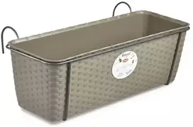 Stefanplast Gėlių dėžutė balkonui su metaliniu laikikliu, natūrali, 50x18x16cm, pilka
