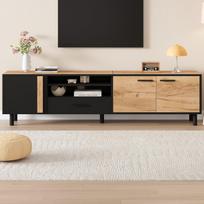 TV stalas 180x32,5x50 cm, žemas, su 3 spintelėmis ir 1 stalčiu, tinka 80 colių TV, 1 vnt.