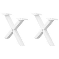 Kavos staliuko kojelės x formos 2 vnt baltos 60x(30-31) cm