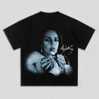 Lana Del Rey Smoking Lighter Signature Graphic T Shirt Men Women Pop Singer Fan Merch Cotton Oversized Streetwear Tee L gray