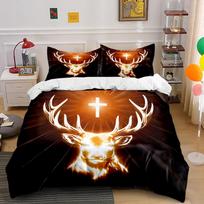 Deer Antler Cross Glow Bedding Set Bedding set (1 duvet cover, 2 pillowcases, duvet not included) 135x200cm