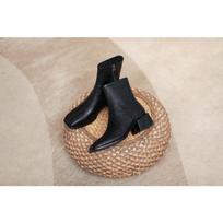 Shoes Retro Square Head Skinny Short Boots Thick Heel Side Zipper Small Ankle Boots Women 35
