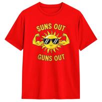 Sun's Out Guns Out Gym 100% Cotton T Shirt For Men Beach  Funny T-Shirts O Neck Hip Hop Tees Big Size Design Clothes L