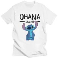 Novelty Disney Stitch Ohana Means Anime T Shirt Men Short Sleeved Soft Cotton T-shirt Graphic Tee Graphic Tshirt XXL