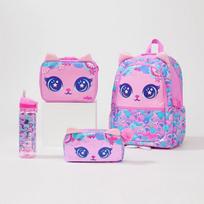 Smiggle Didelės talpos kuprinė vaikams, studentams, laisvalaikio dienos kuprinė Pink shell cat wallet