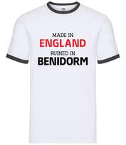 Ruined In Benidorm - Mens Ringer - Hen Do Hens Bride Spain XXL