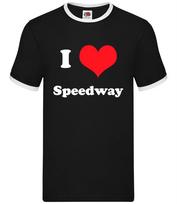 I Love Speedway - Mens Ringer - Motorcylce Motorbike Sport Biker Bike S