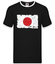 Japan Grunge Style Flag - Mens Ringer - Japanese Flags Country Travel XL