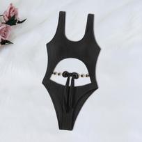 New Popular Black One-Piece Bikini With Gemstone Decoration Women'S Swimsuit Swimsuit Of The Same Color S