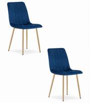 LAVA chair - navy blue velvet / wood-colored legs x 2