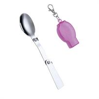 Steel Portable Storage Box Creative Camping Tableware Folding Spoon Pocket Spoon Folding Fork Pink-Spoon