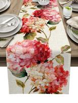 Vintage Flowers Tulips Oil Painting Linen Table Runner Farmhouse Holiday Wedding Party Decor Washable Kitchen Dining Table Decor 150x33cm