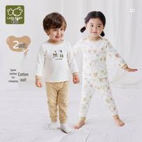 Labi Kids 100% Cotton Long-Sleeve Shoulder-Opening Underwear Set 100
