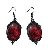 Oval Shape Gothic Resin Earrings Black Frame Drop Earrings  Role-Playing Games