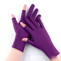 1 Pair Spandex Thin Ice Silk Gloves Semi-finger Half Finger Gloves  Female/Lady dark purple