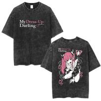 2026 Hot Sale Japanese Anime Marin Kitagawa My Dress Up Darling Vintage Washed T Shirts Men Women Harajuku Oversized Cotton T-shirt Streetwear Top L
