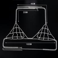 Rhinestone Bikini Body Chains Gold Mesh Body Bra Harness Necklace for Women Fishnet Crystal Chest Jewelry for Nightclub Party Fashion