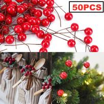 50 vnt Kalėdų raudonųjų Holly Berries ornamentas 50pcs