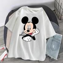 2025 Summer Harajuku T-shirt Cartoon Disney Women's Fashion Mickey Mouse Short Sleeved Couple Kawaii Minnie Printed T-shirt Tops S