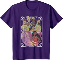 Hot Fashion Casual Disney Princess Royal Framed Group Portrait Vintage T-Shirt S-4XL Four Seasons M