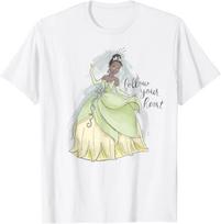 Hot Fashion Casual Disney The Princess and The Frog Tiana Follow Your Heart T-Shirt S-4XL Four Seasons XXXXL
