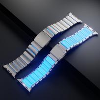 Noctilucent Titanium Metal Watch Band for apple Ultra 3 2 Series 1110 9 SE Noctilucent Strap  Stainless Steel and Silicone Strap 42/44/45/46/49mm