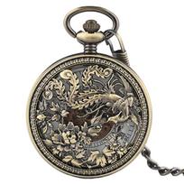 Beautiful Phoenix Mechanical Pocket Watch Charm Lucky Pendant Flower Carving Auto Watches Men Women Unisex Vintage Special Gifts ruda