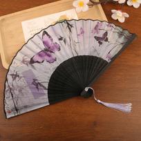 Handmade Silk Folding Fan Chinese Style Handheld Fan Vintage Decorative Fan  Party Props Style 6