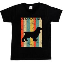 1Tee Kids Girls Spaniel Dog Breed Colourful Retro T-Shirt XL