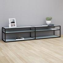 vidaXL TV spintelė, balta marmuro, 200x40x40,5cm, grūdintas stiklas, Balta