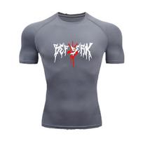 Y2K Compression Shirt Men's Fitness Gym Skeleton Sport Running T Shirt Gothic Print Tops Quick Dry T-Shirt For Men Undershirts S