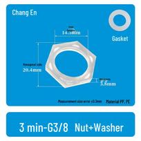 Threaded Barb Plastic Ball Valve Quick Connect Water Regulator G3/8(3-point thread) nut + washer
