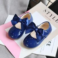 Princess Girls Shoes Toddlers Infants Leather Shoes Children's Flats With Ribbon Bow-knot PU Patent Leather Kids Mary Janes Soft 22