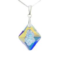 Sidabrinis pakabukas „Augantis kristalas (Aurore Boreale)“ su Swarovski™ kristalais, Golden