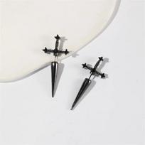 Gothic Kinitial Sword Earrings Vintage Cool Punk Crystal Ear Jacket Goth Dagger Earrings Jewelry Gift For Women AVE juoda