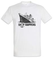 Ship Happens Mens T-Shirt Sailor Sailor Ship Boat Sailing Driving Skipper S