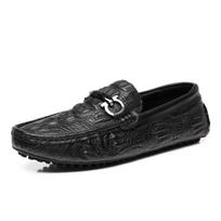 Madingi prabangūs krokodilo rašto vyriški mokasinai Madingi verslo slip-on plokštapadžiai Natūralios odos vyriški laisvalaikio batai Aukštos kokybės vairavimo batai 38