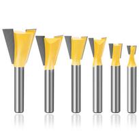 6PCS Dovetail Router Bit Set Woodworking Milling Cutter Carving Tool Wood Router Bits Kit 6-pcs