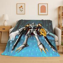 Digimon Adventure Angewomon Agumon Cartoon Flannel Blanket Soft Warm Throw Blanket for Bedroom Living Room Bed Travel Picnic 75x90cm