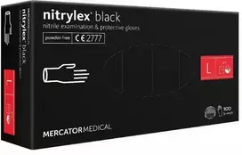 Mercator Cimdi nitrila Nitrylex PF, melni, bez pūdera, L izm., 100gab