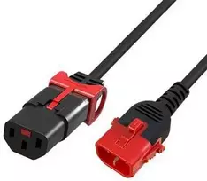 MicroConnect Powercord C13 IEC Lock+ - C14 IEC Lock Dual Locking juodas