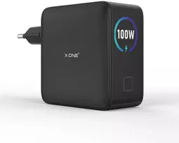 Travel charger X-ONE ChargeGo GaN with LCD 100W 2x USB C - juodas